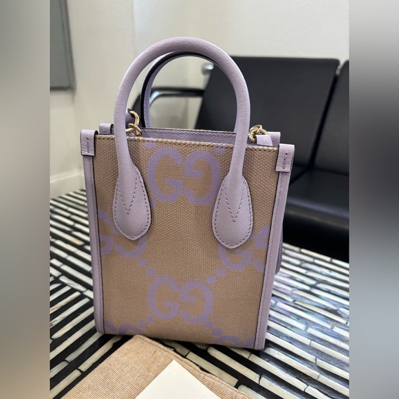 Authentic Gucci Purple and Beige mini jumbo GG canvas CrossbodyRetails$2500 - Picture 9 of 10
